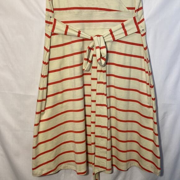 Toad & Co Yellow & Orange V-Neck Faux Wrap Cue Wrap Sleeveless Dress Size L - Picture 5 of 12